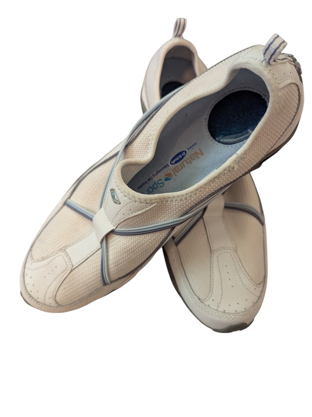 Dr. Scholl's Slip-On Athletic Leisure Shoes in Cream with Gray Trim - 11